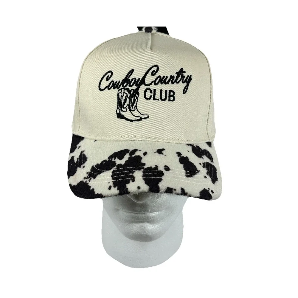David and Young Cowgirl Country Club Hat Cow Print Brim Western Style